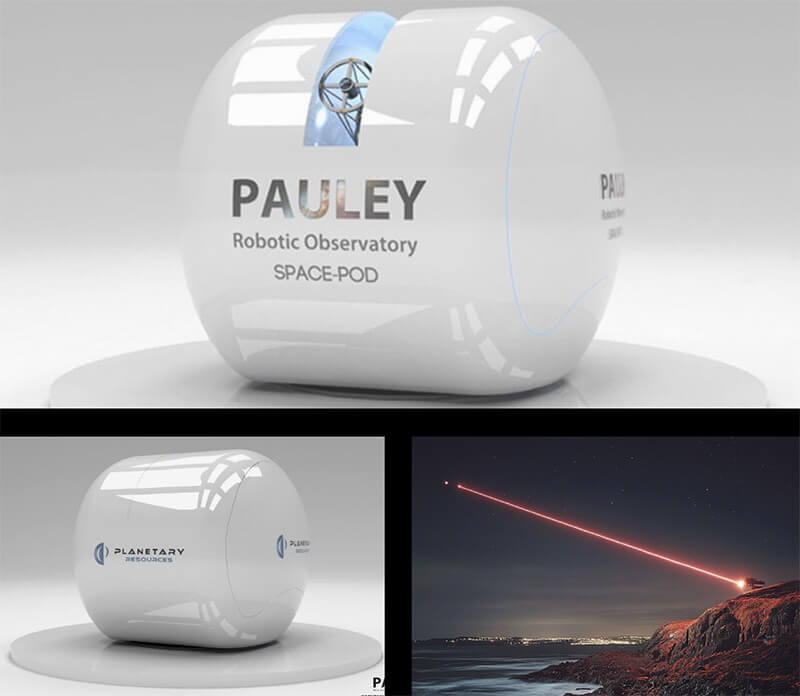 Autonomous robotic observatory space pod concept with deployment views